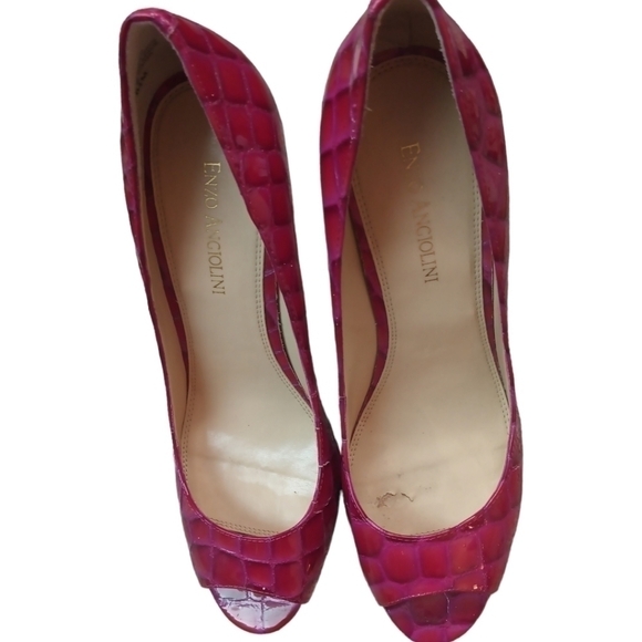 Enzo Angiolini EA MERRYANN Leather Peeptoe Heels size 8.5 EUC BARBIECORE - Picture 5 of 6